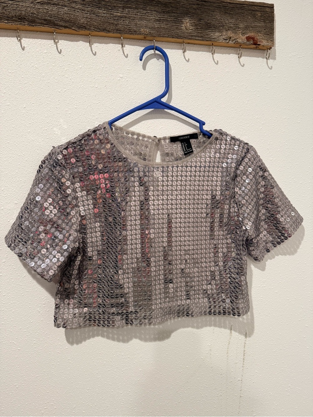 Forever 21 Silver Sequin Crop Top